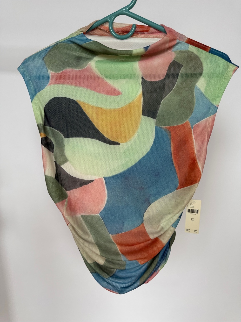 Maeve Multicolor Abstract Print Scarf in Blue, Green, Pink & Rust